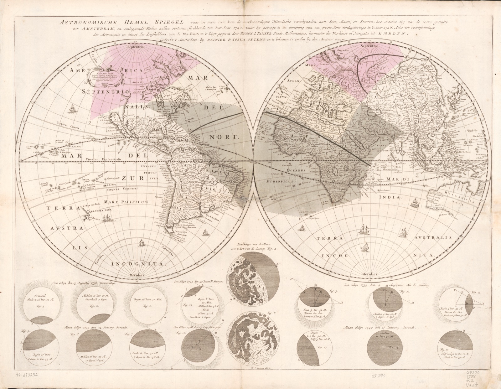 Astronomische hemel spiegel : waar in men sien kan de merkwaardigste hemelsche verschynselen aan Son, Mean en Sberren — R. & J. Ottens