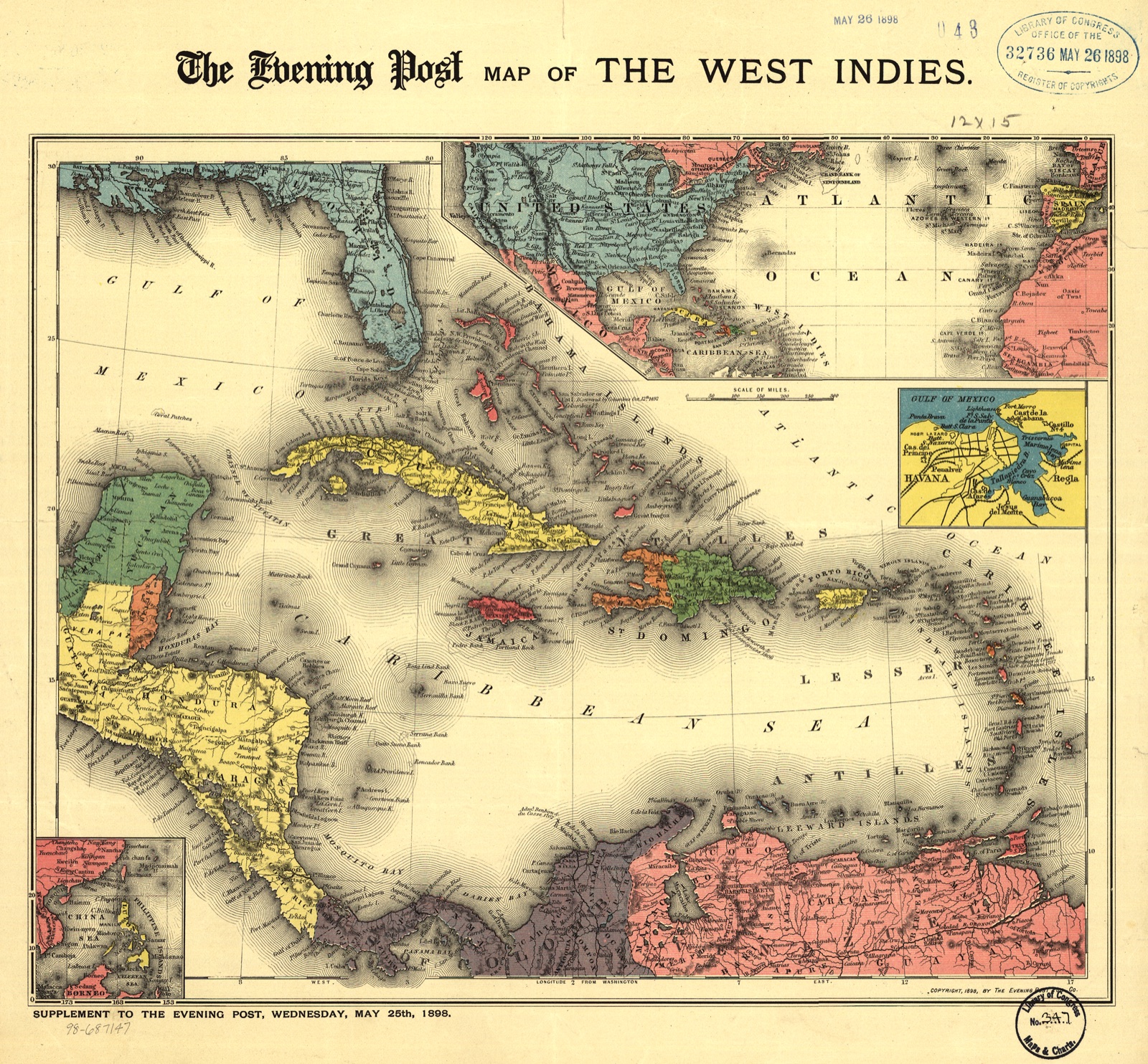 The Evening Post map of the West Indies