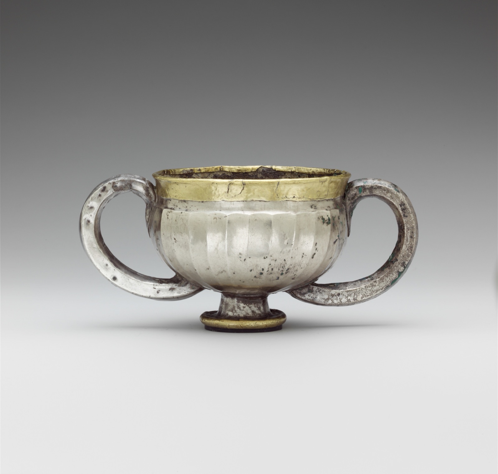 Gilded silver cup with two handles