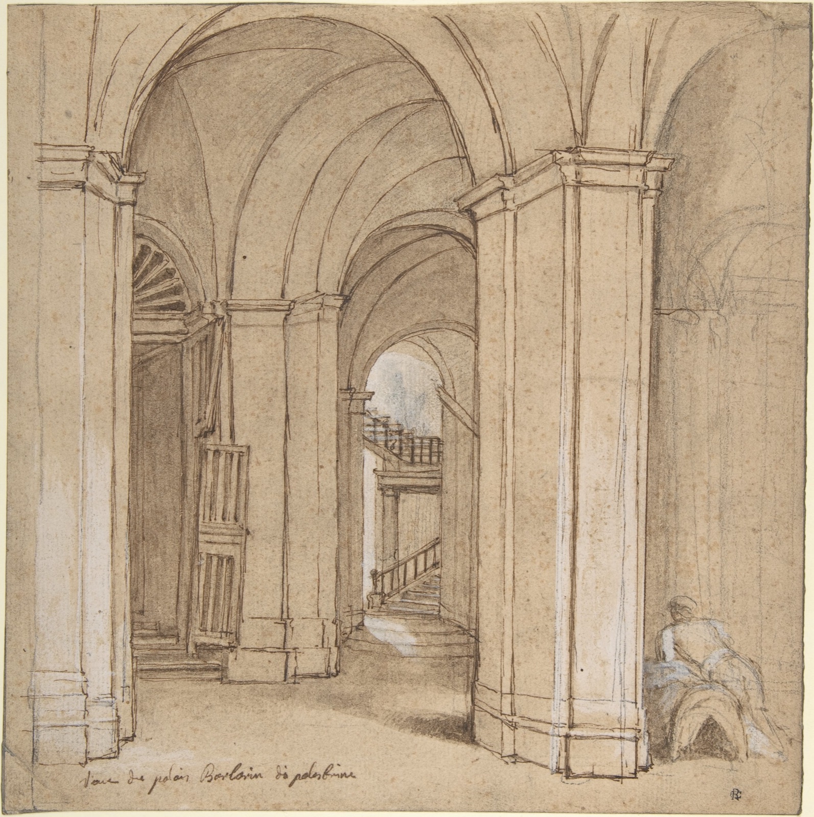 Staircase in the Palazzo Barberini, Palestrina — Charles Joseph Natoire