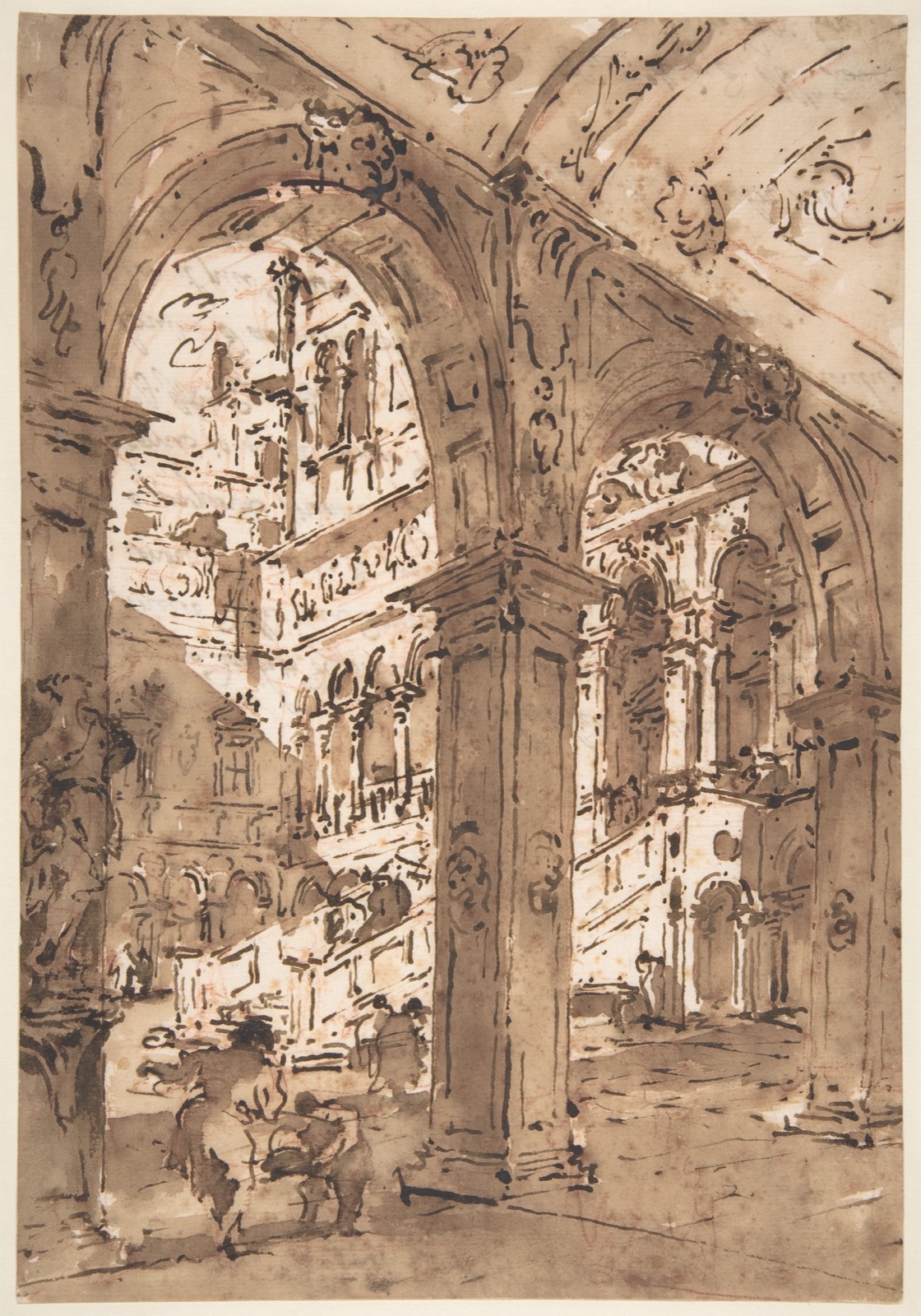 Architectural Capriccio: Courtyard of a Palace — Francesco Guardi