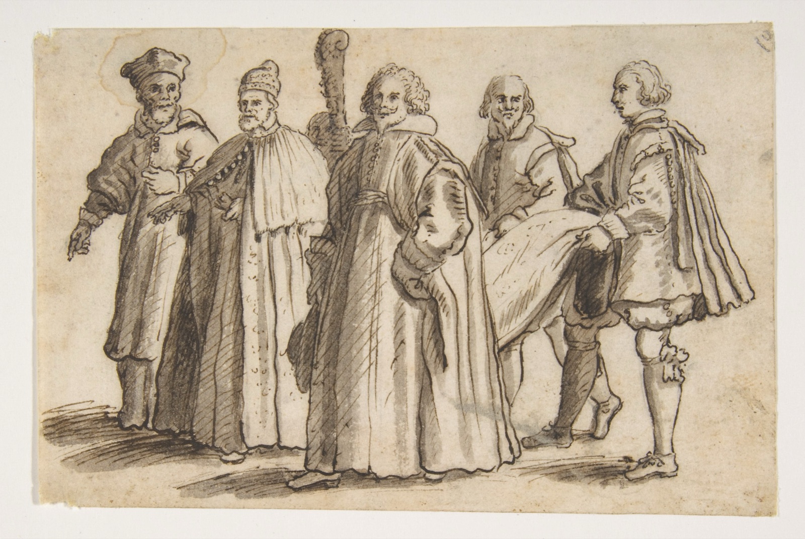 A Doge of Venice with a Cardinal, a Councillor and Servants Bearing the Train — Bernardino Rodriguez ("Bernardino Siciliano")