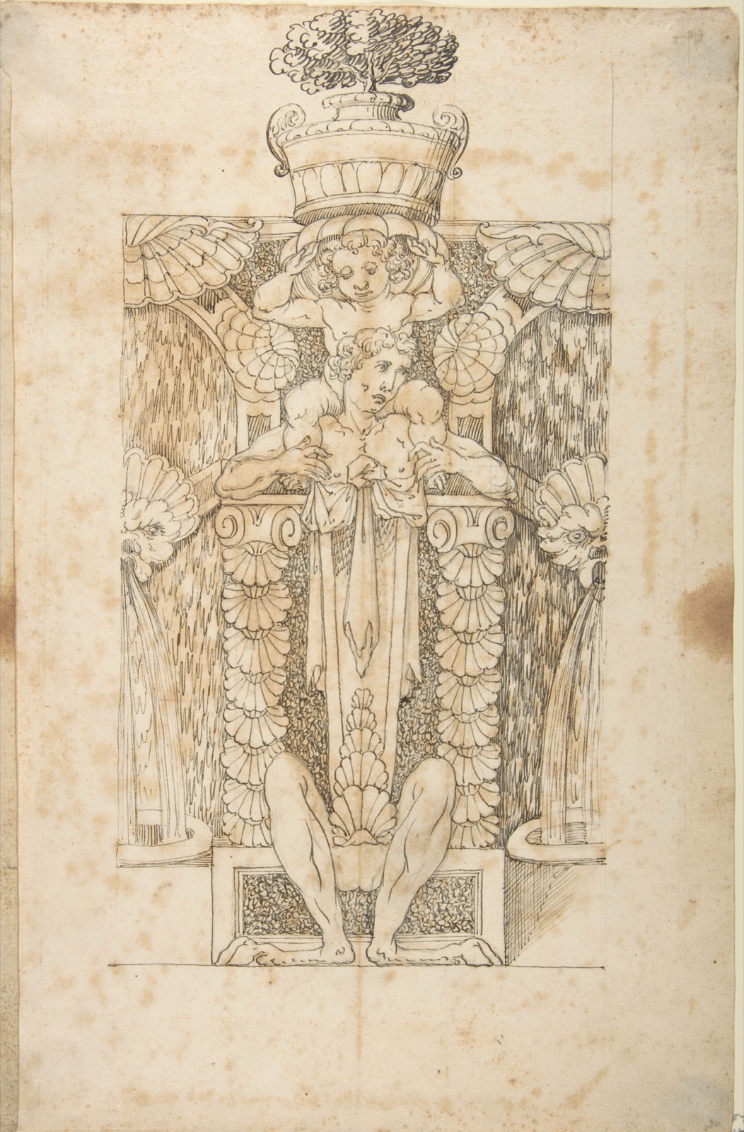 Design for a Wall Fountain — Anonymous, Italian, Lombard, 16th century