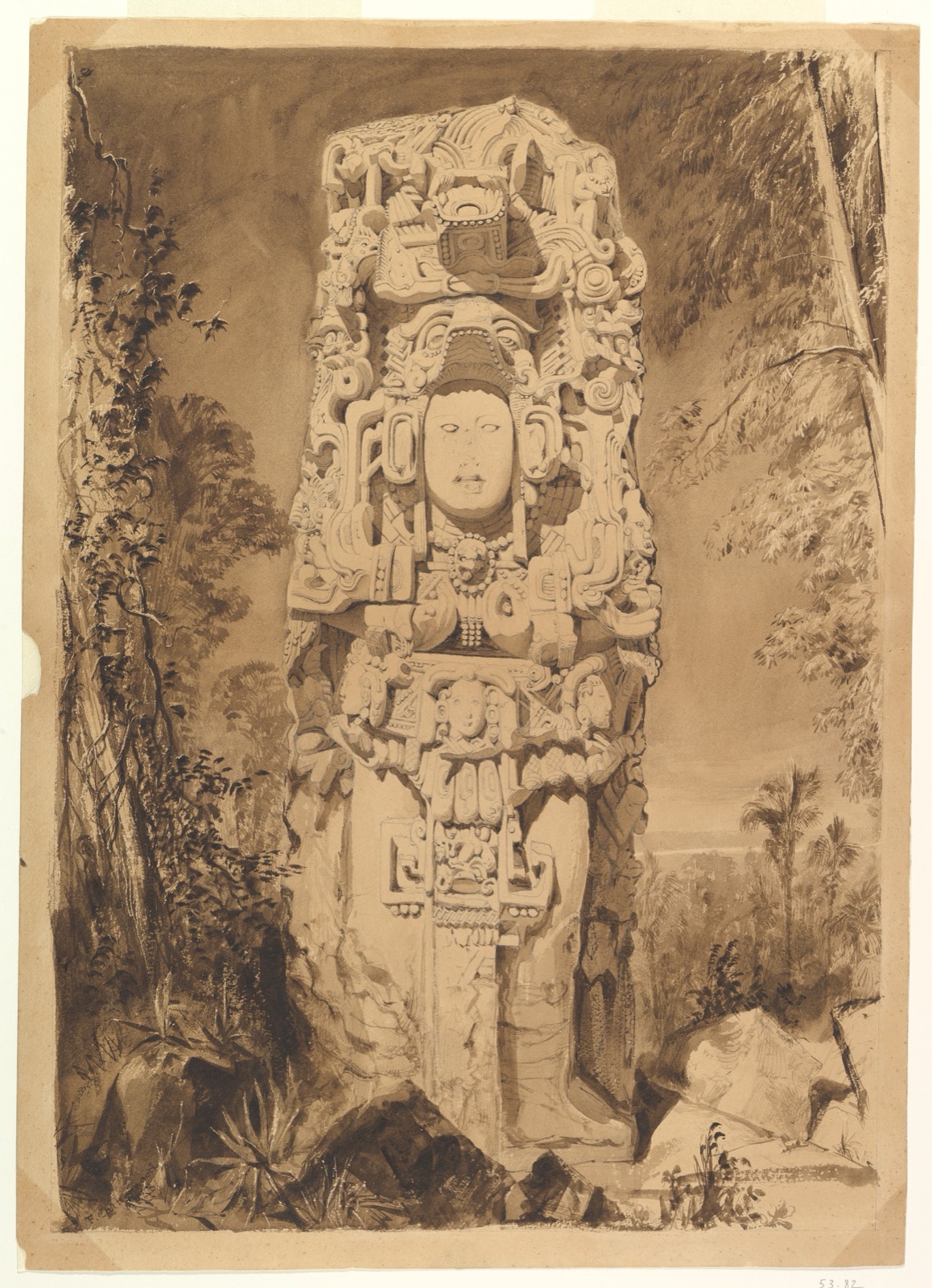 Stela at Copán — Frederick Catherwood
