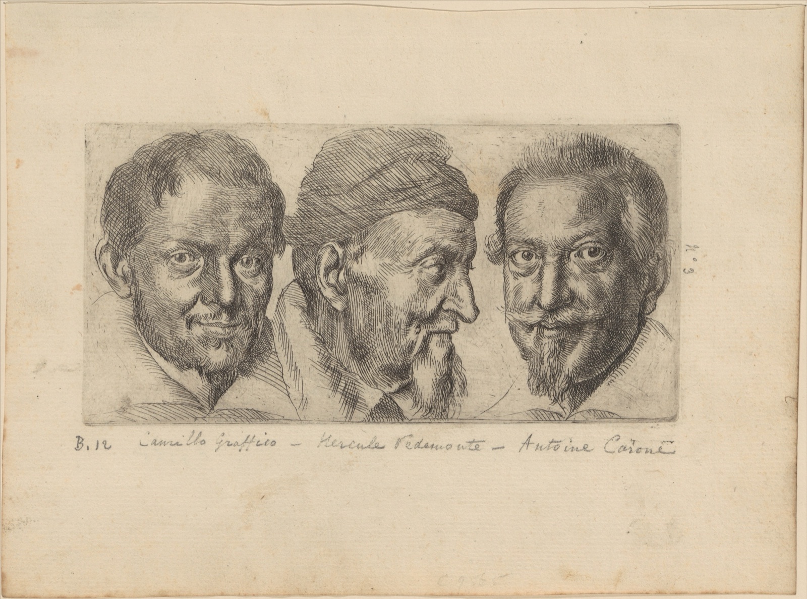 Three portraits possibly representing Camillo Graffico, Ercole Pedemonte and Antonio Carone — Ottavio Leoni (Il Padovano)