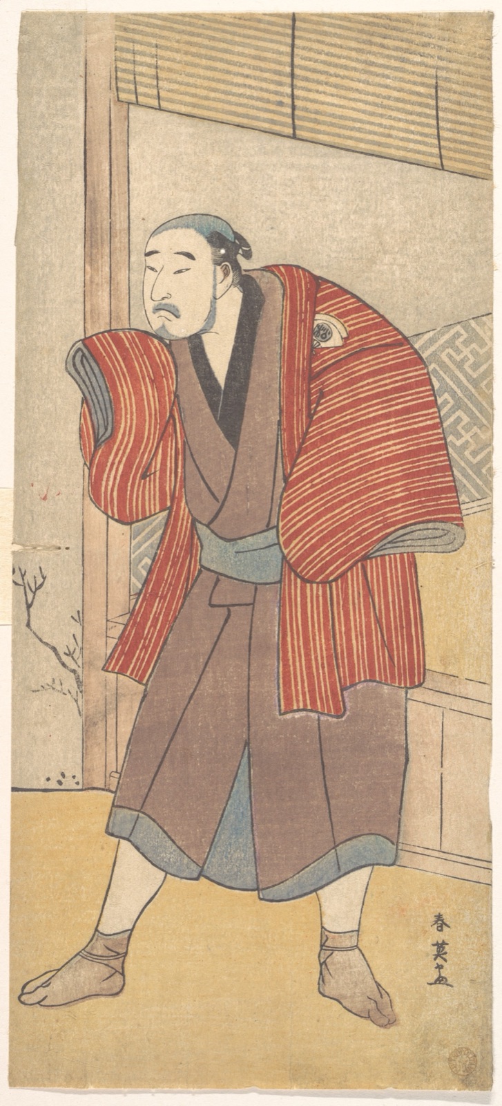 Onoe Matsusuke as a Servant Standing Beside a House — Katsukawa Shun'ei 勝川春英