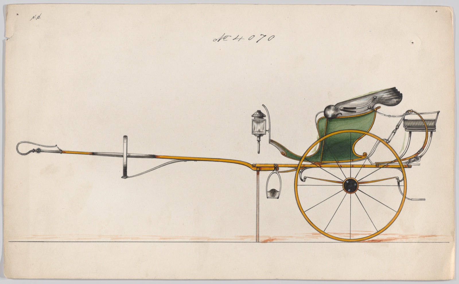 Carriage design for a Curricle, no. 4070 — Brewster & Co.
