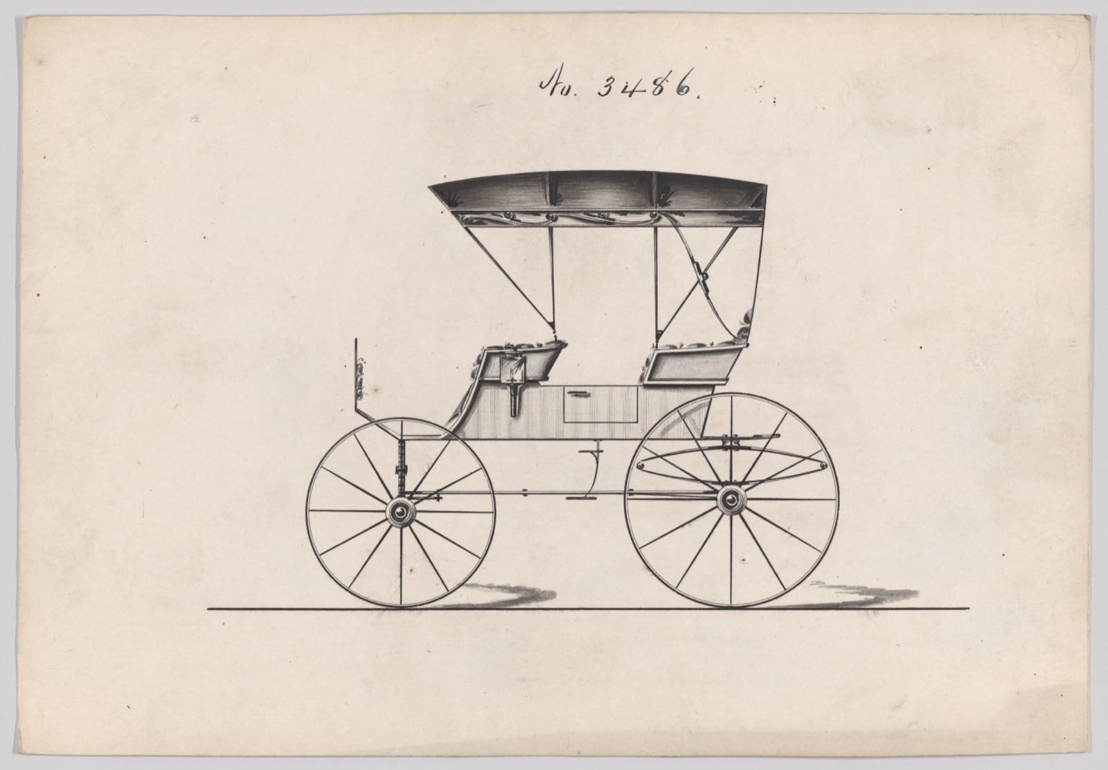 Design for Extension Top Park Phaeton, no. 3486 — Brewster & Co.