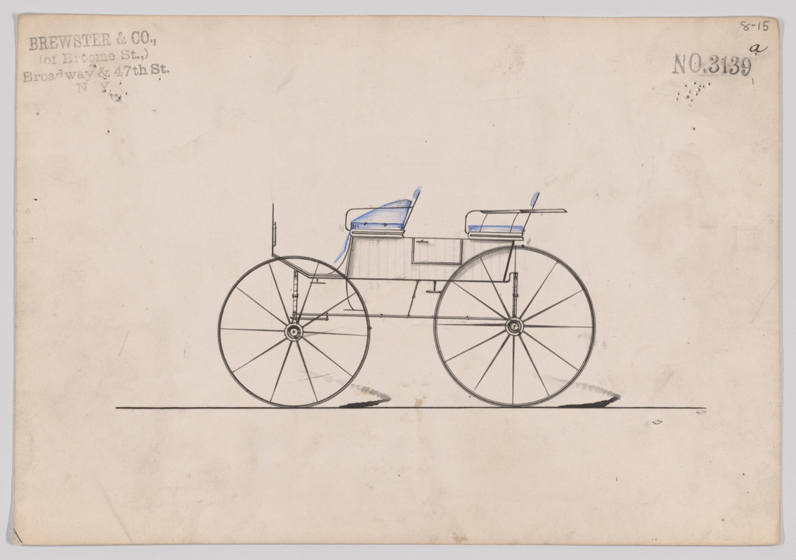 Design for 4 seat Phaeton, no top, no. 3139a — Brewster & Co.