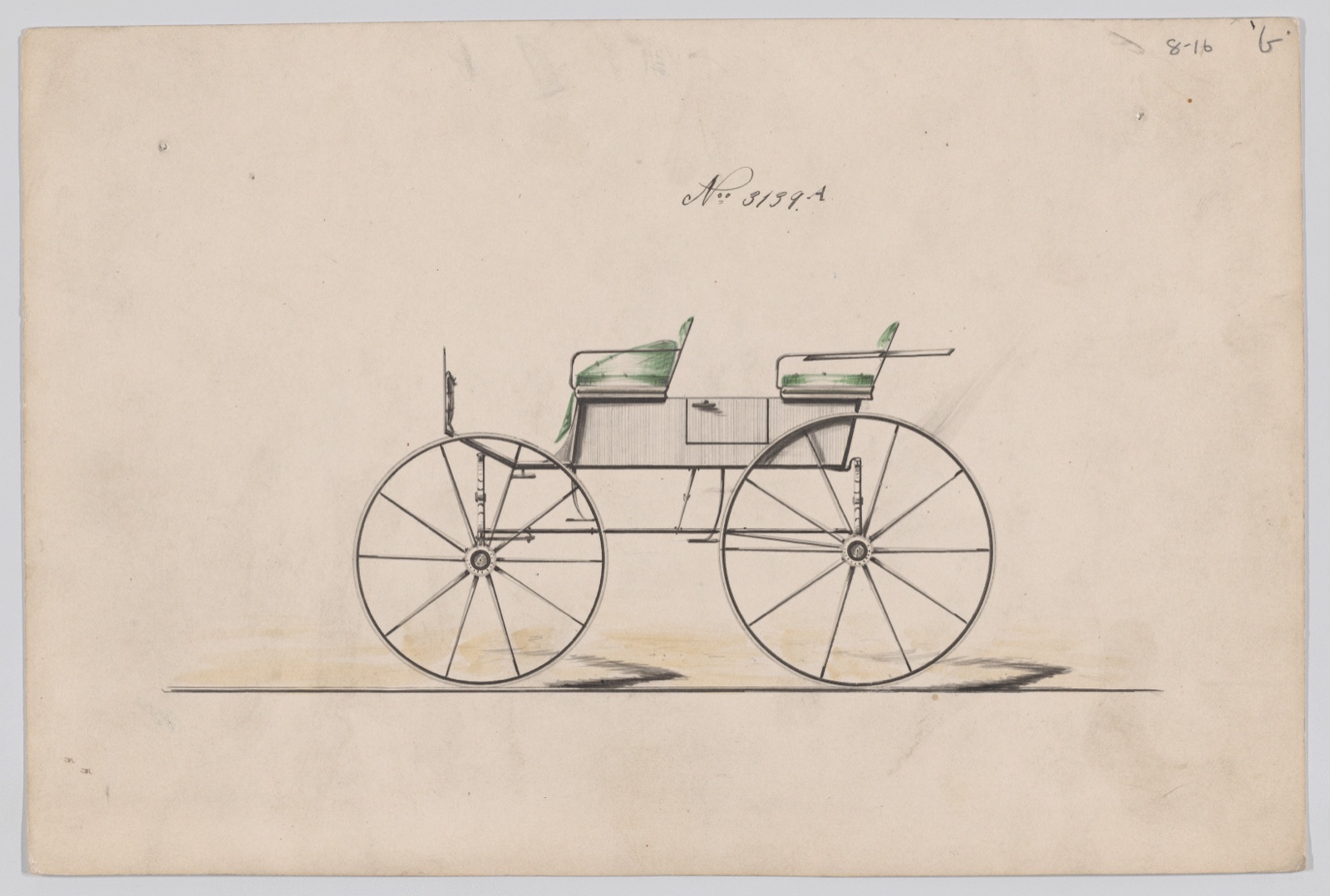 Design for 2 seat Phaeton, no top, no. 3139b — Brewster & Co.