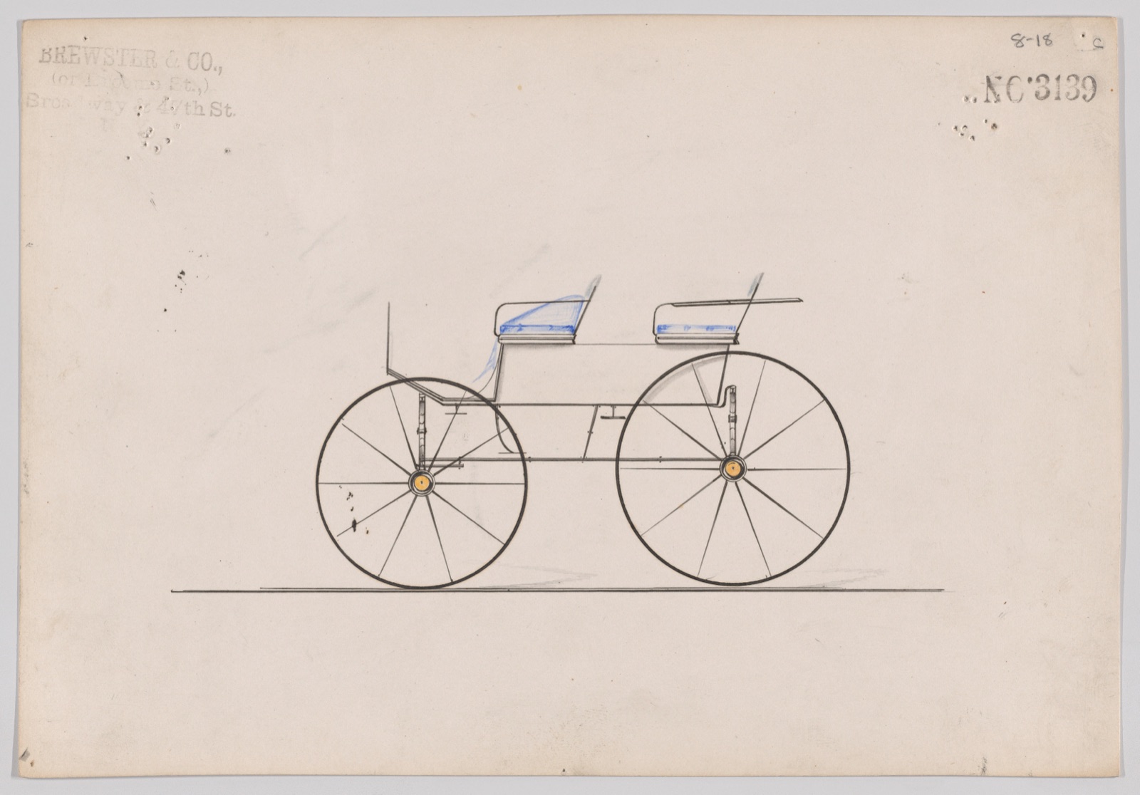 Design for 4 seat Phaeton, no top, no. 3139c — Brewster & Co.