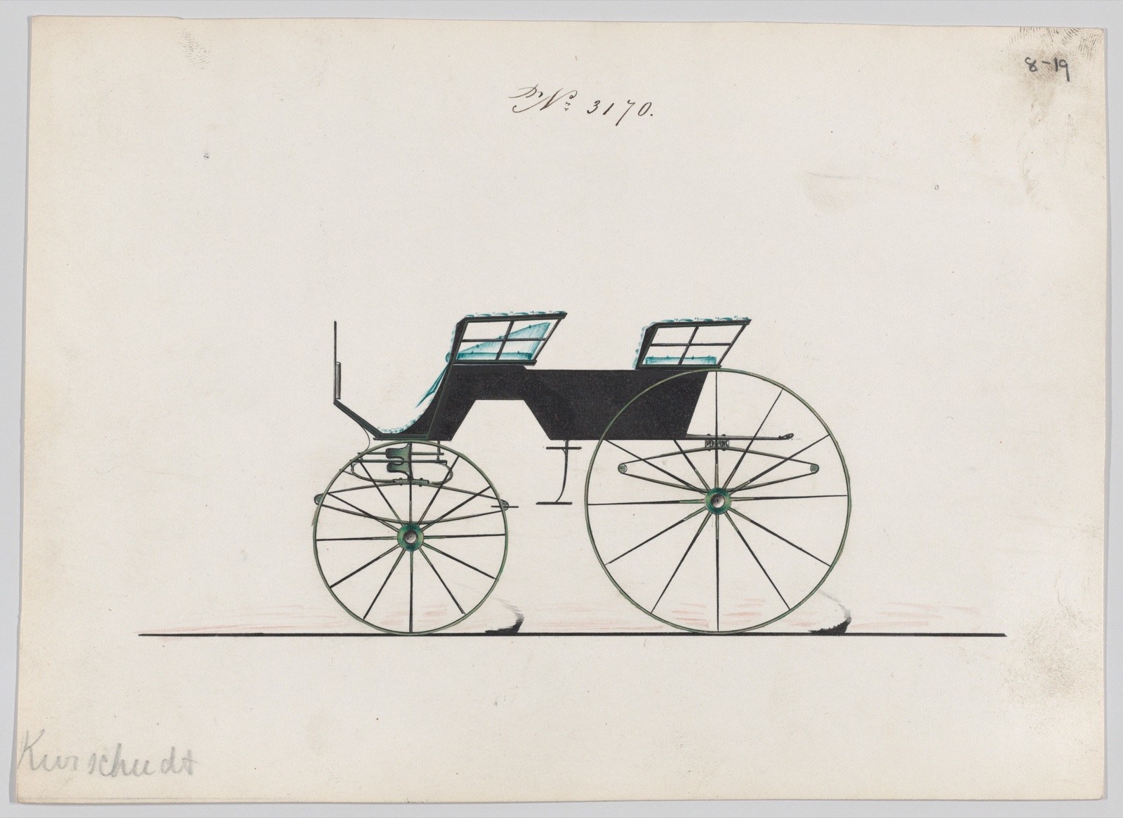 Design for 4 seat Phaeton, no top, no. 3170 — Brewster & Co.