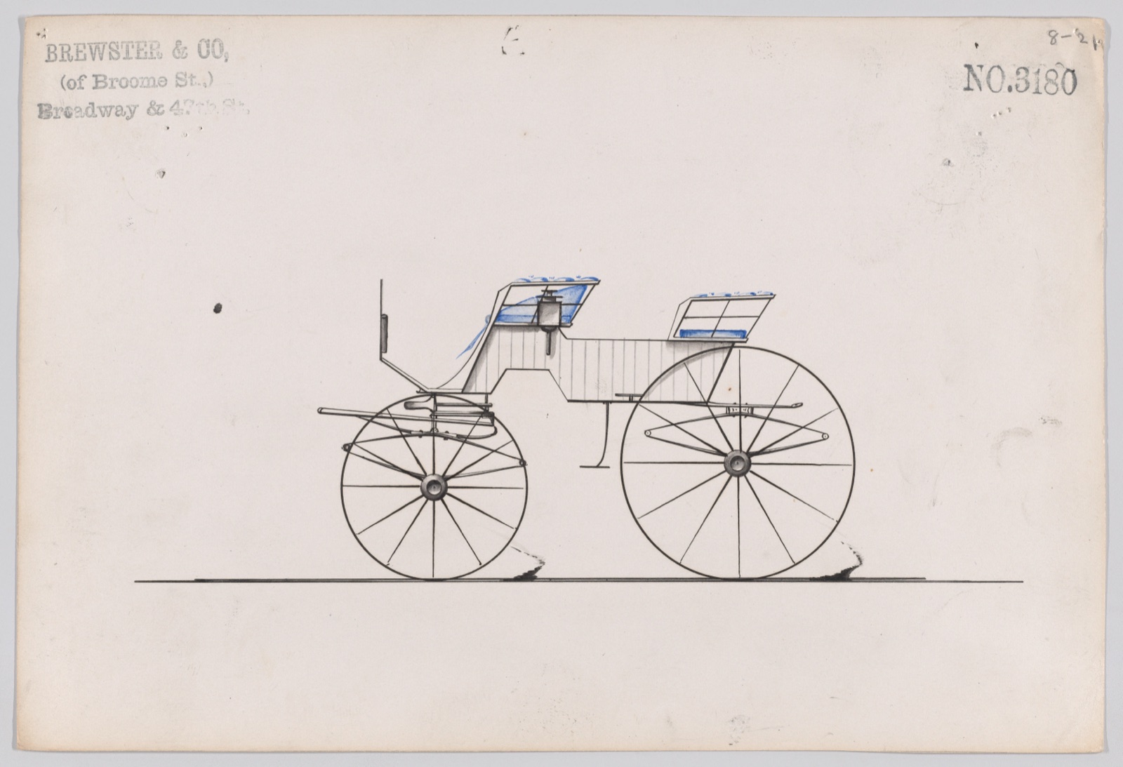 Design for 4 seat Phaeton, no top, no. 3180 — Brewster & Co.
