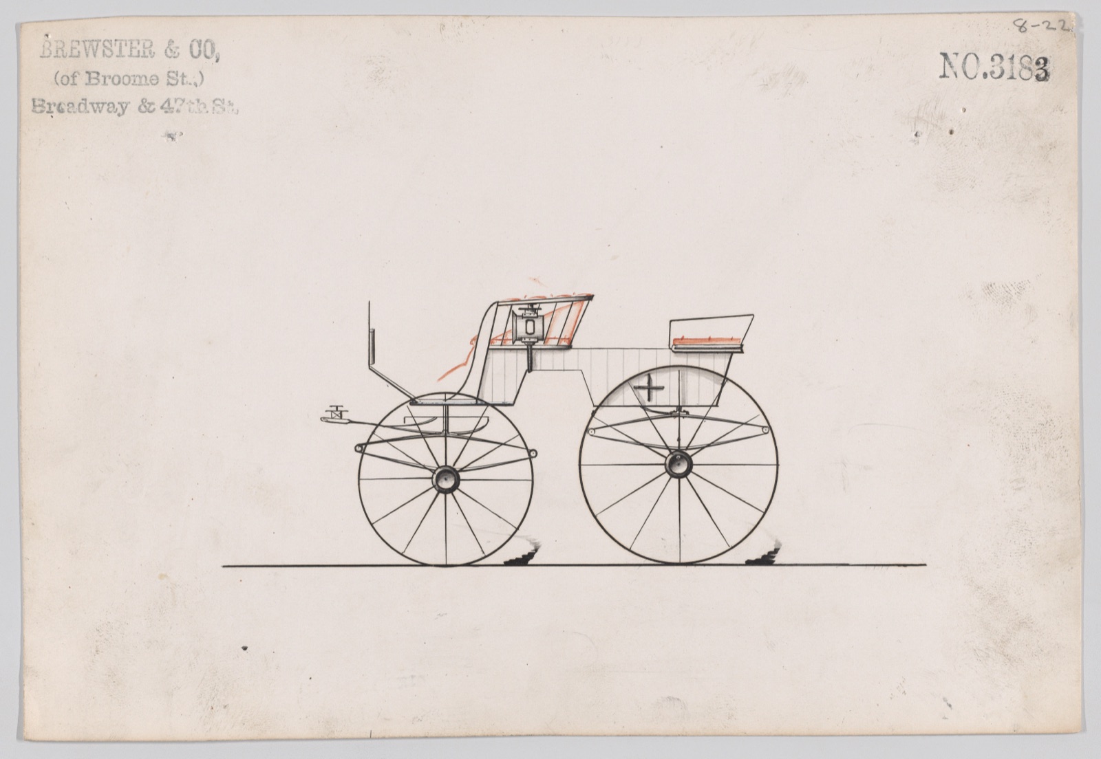 Design for 4 seat Phaeton, no top, no. 3183 — Brewster & Co.