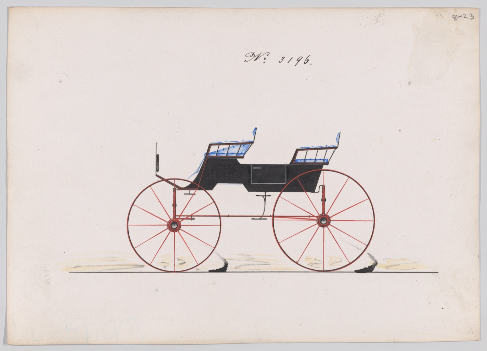 Design for 4 seat Phaeton, no top, no. 3196 — Brewster & Co.