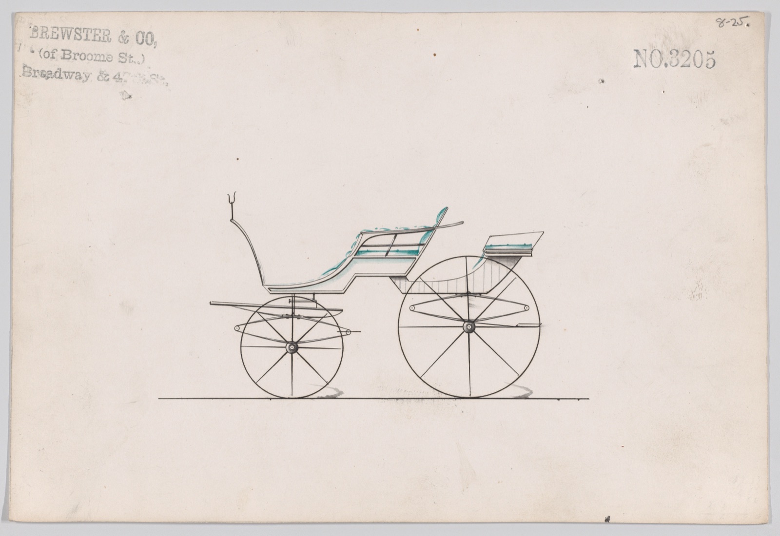 Design for 4 seat Phaeton, no top, no. 3205 — Brewster & Co.
