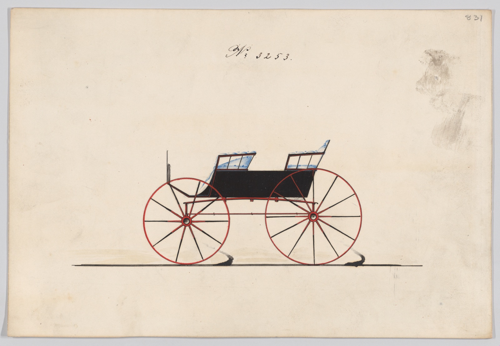 Design for 4 seat Phaeton, no top, no. 3253 — Brewster & Co.