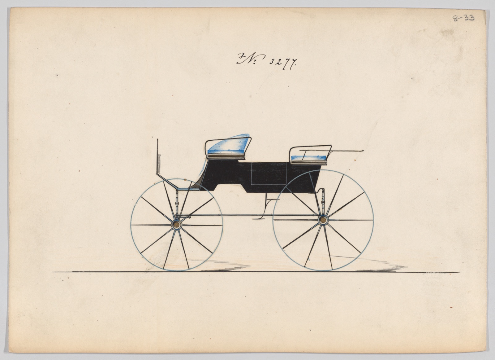 Design for 4 seat Phaeton, no top, no. 3277 — Brewster & Co.