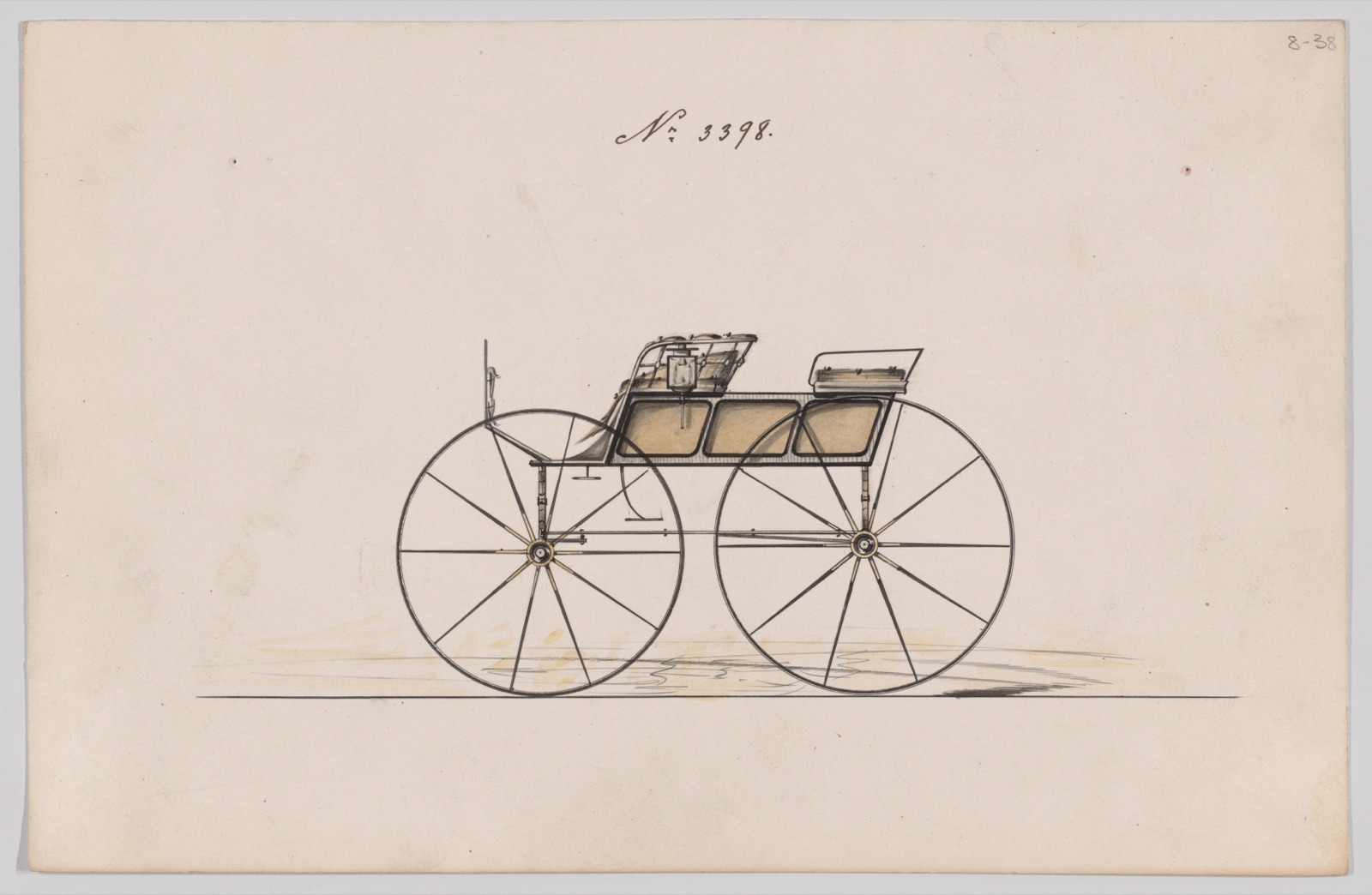 Design for 4 seat Phaeton, no top, no. 3398 — Brewster & Co.
