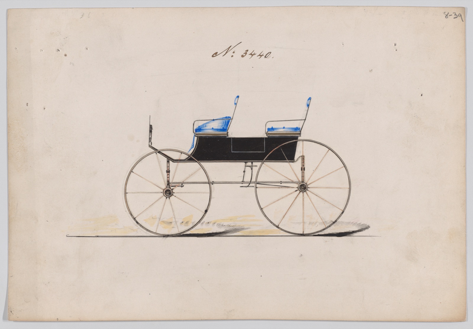 Design for 4 seat Phaeton, no top, no. 3440 — Brewster & Co.