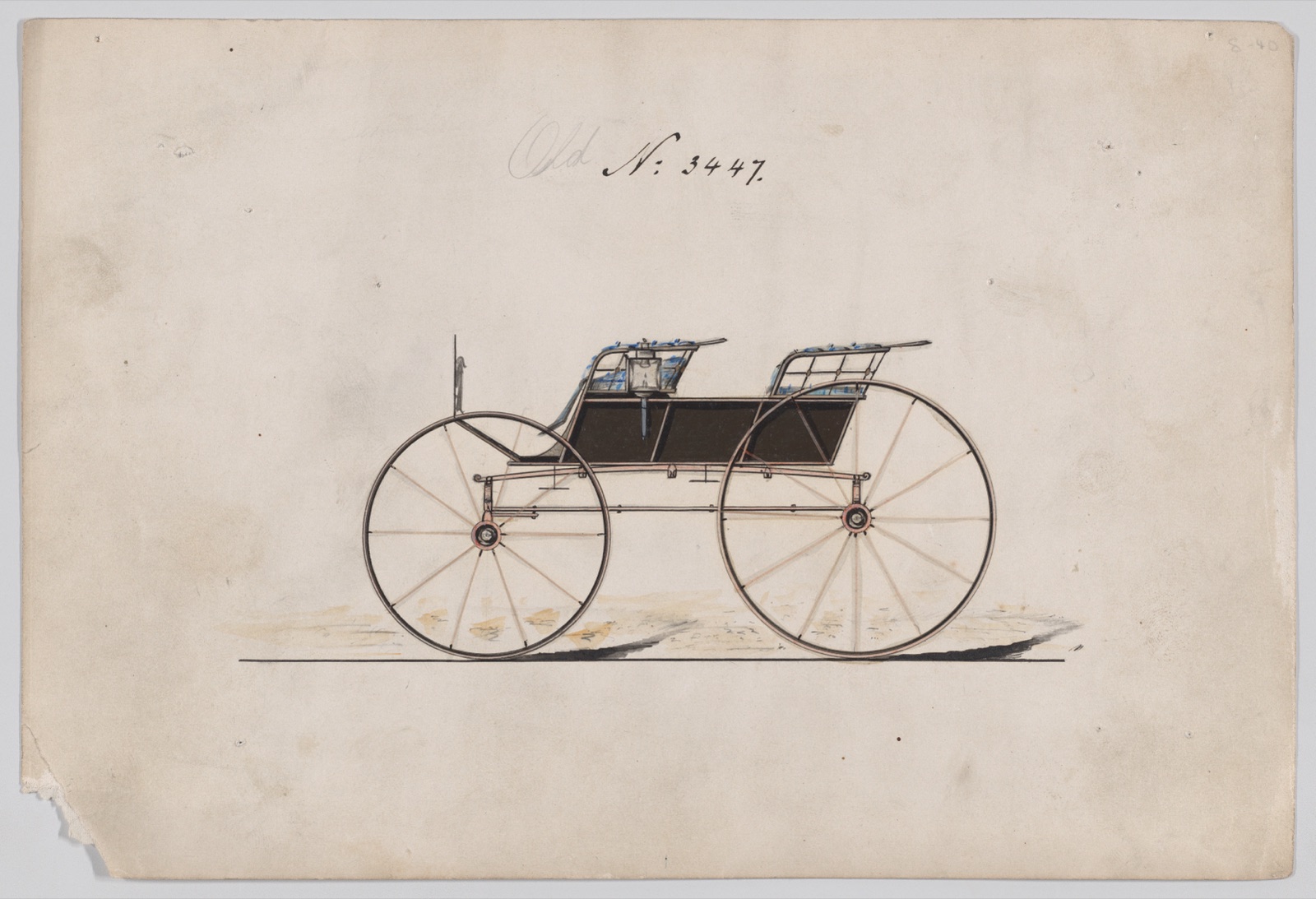 Design for 4 seat Phaeton, no top, no. 3447 — Brewster & Co.