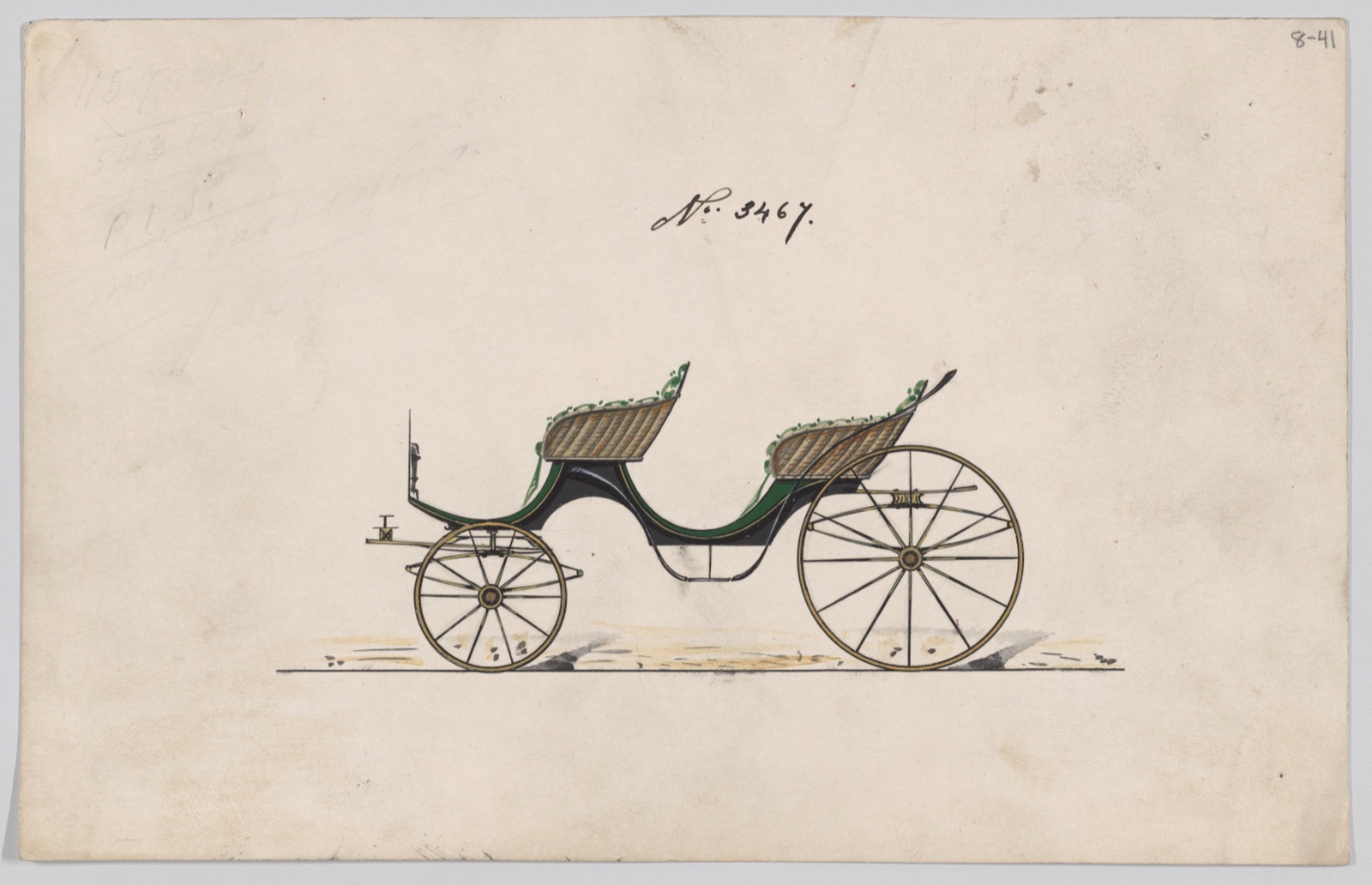 Design for 4 seat Phaeton, no top, no. 3467 — Brewster & Co.