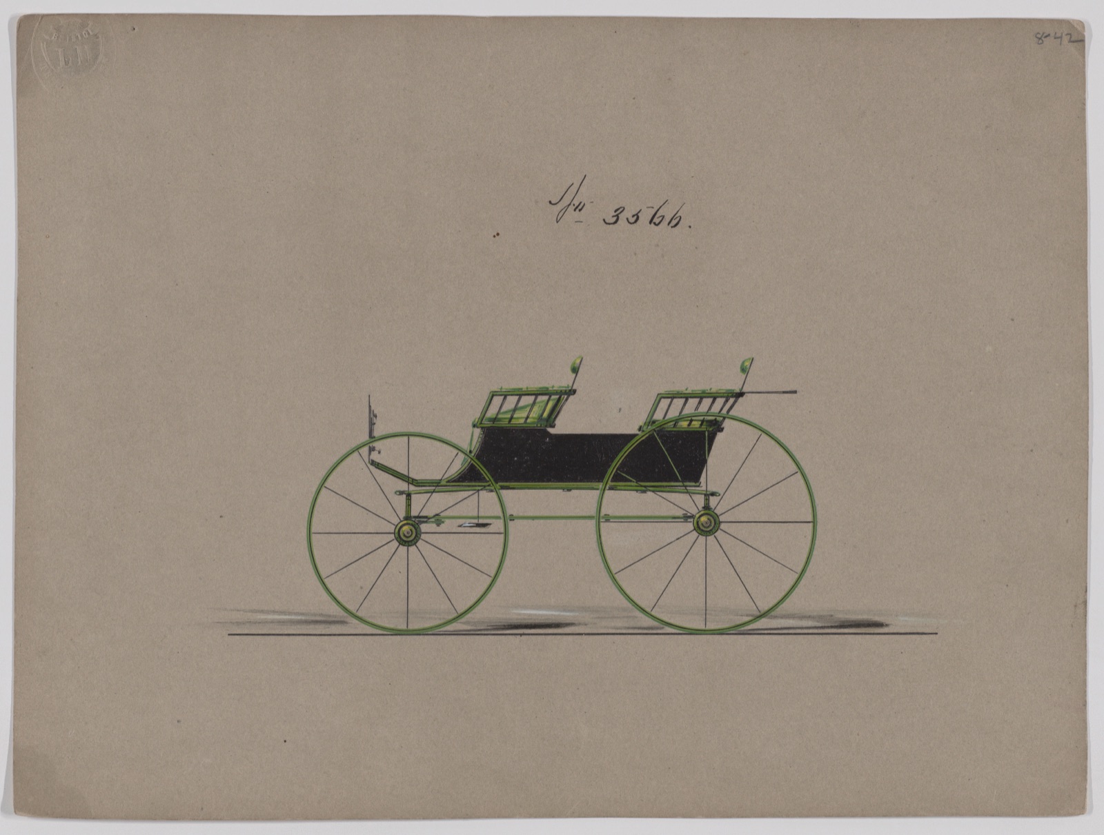 Design for 4 seat Phaeton, no top, no. 3566 — Brewster & Co.