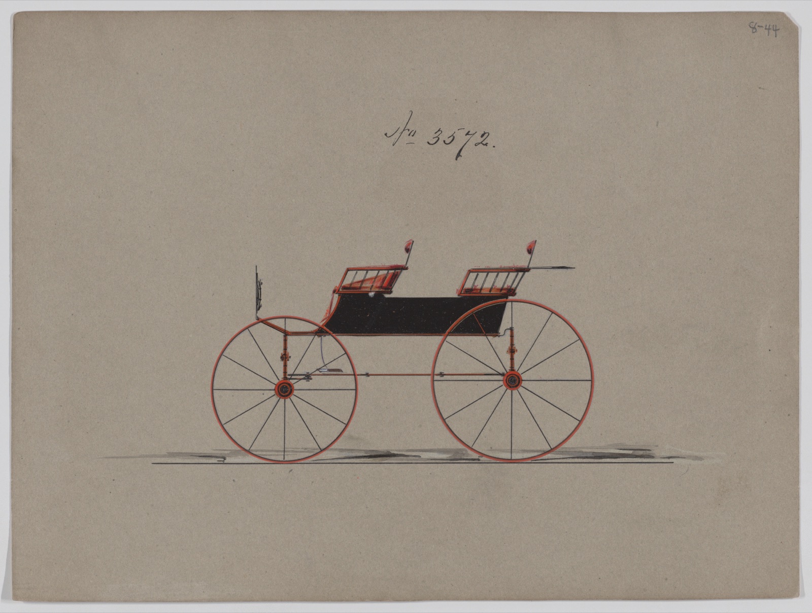 Design for 4 seat Phaeton, no top, no. 3572 — Brewster & Co.