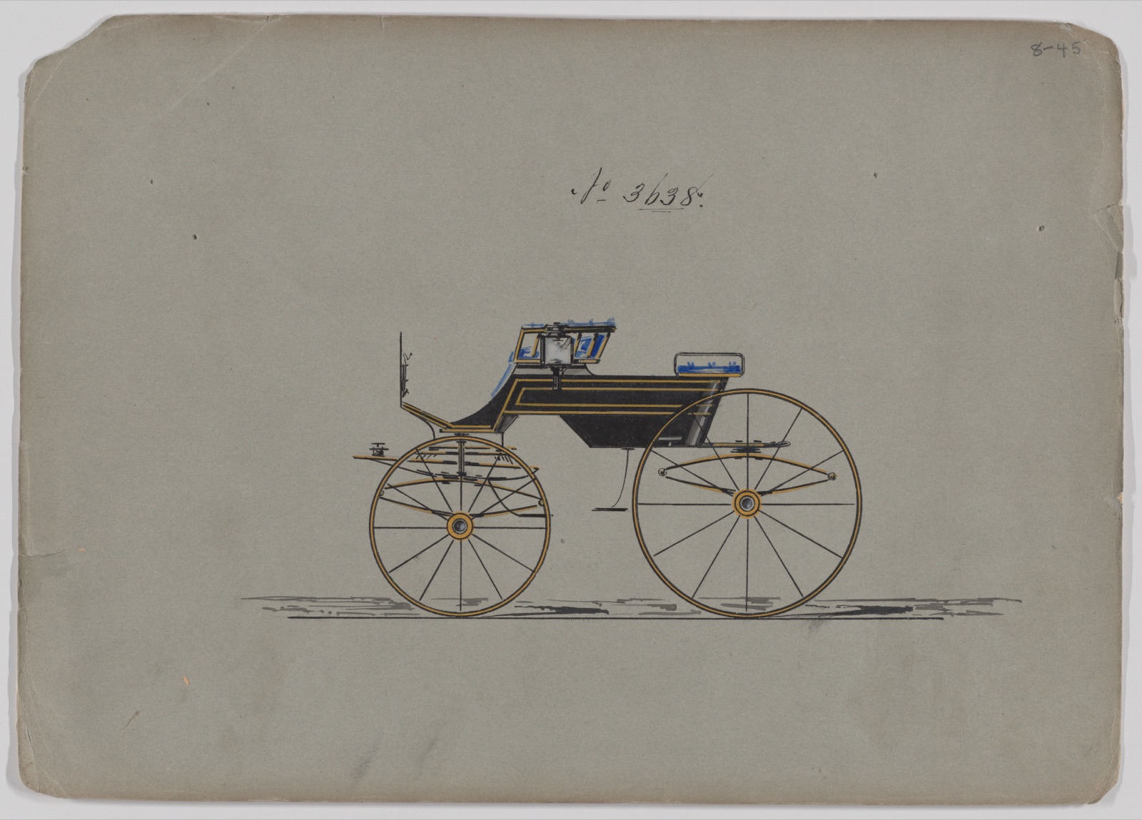 Design for 4 seat Phaeton, no top, no. 3638 — Brewster & Co.