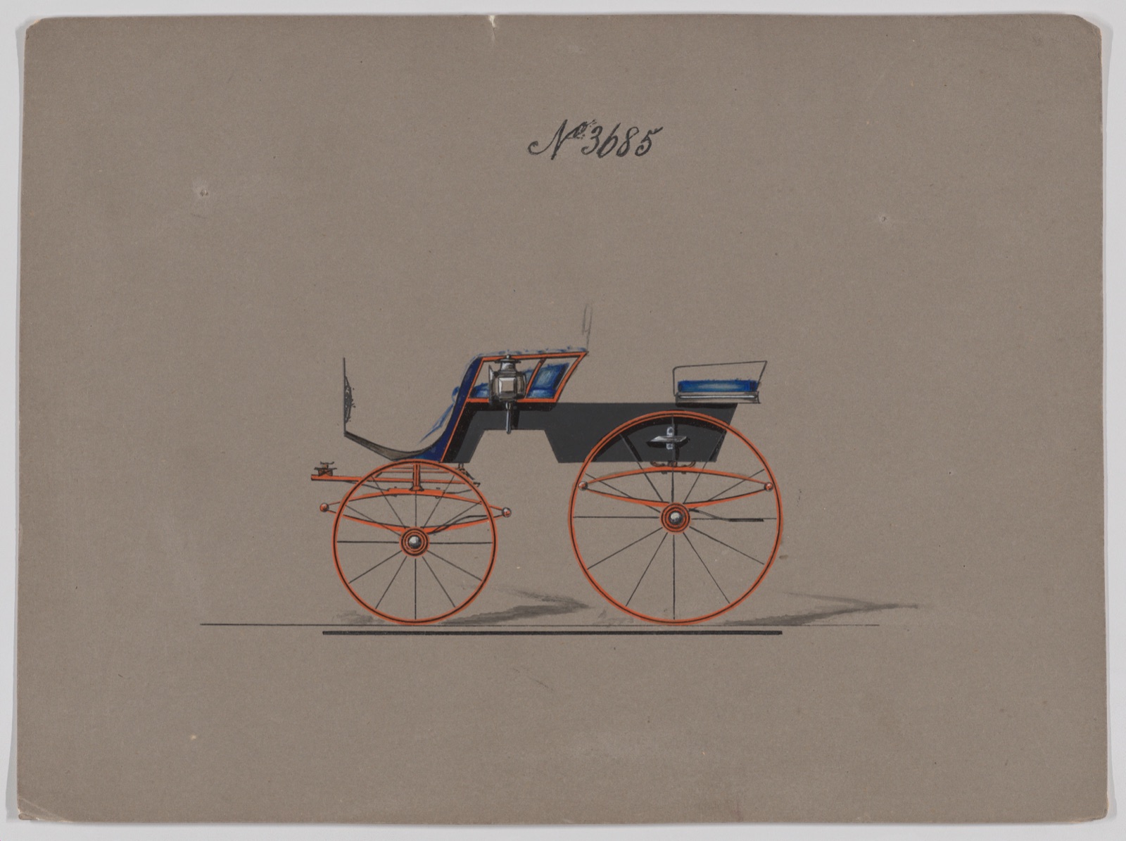Design for 4 seat Phaeton, no top, no. 3685 — Brewster & Co.
