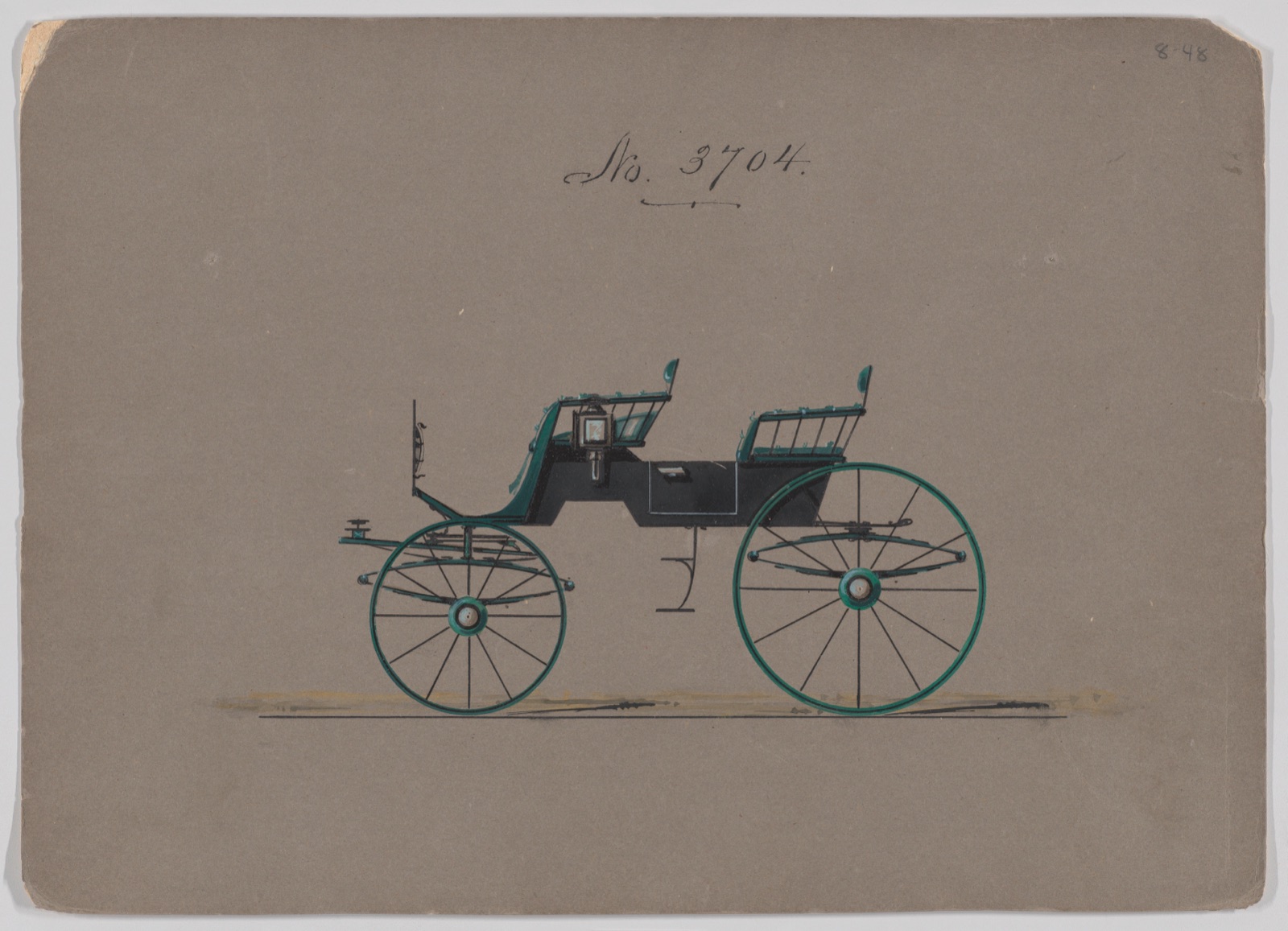 Design for 4 seat Phaeton, no top, no. 3704 — Brewster & Co.