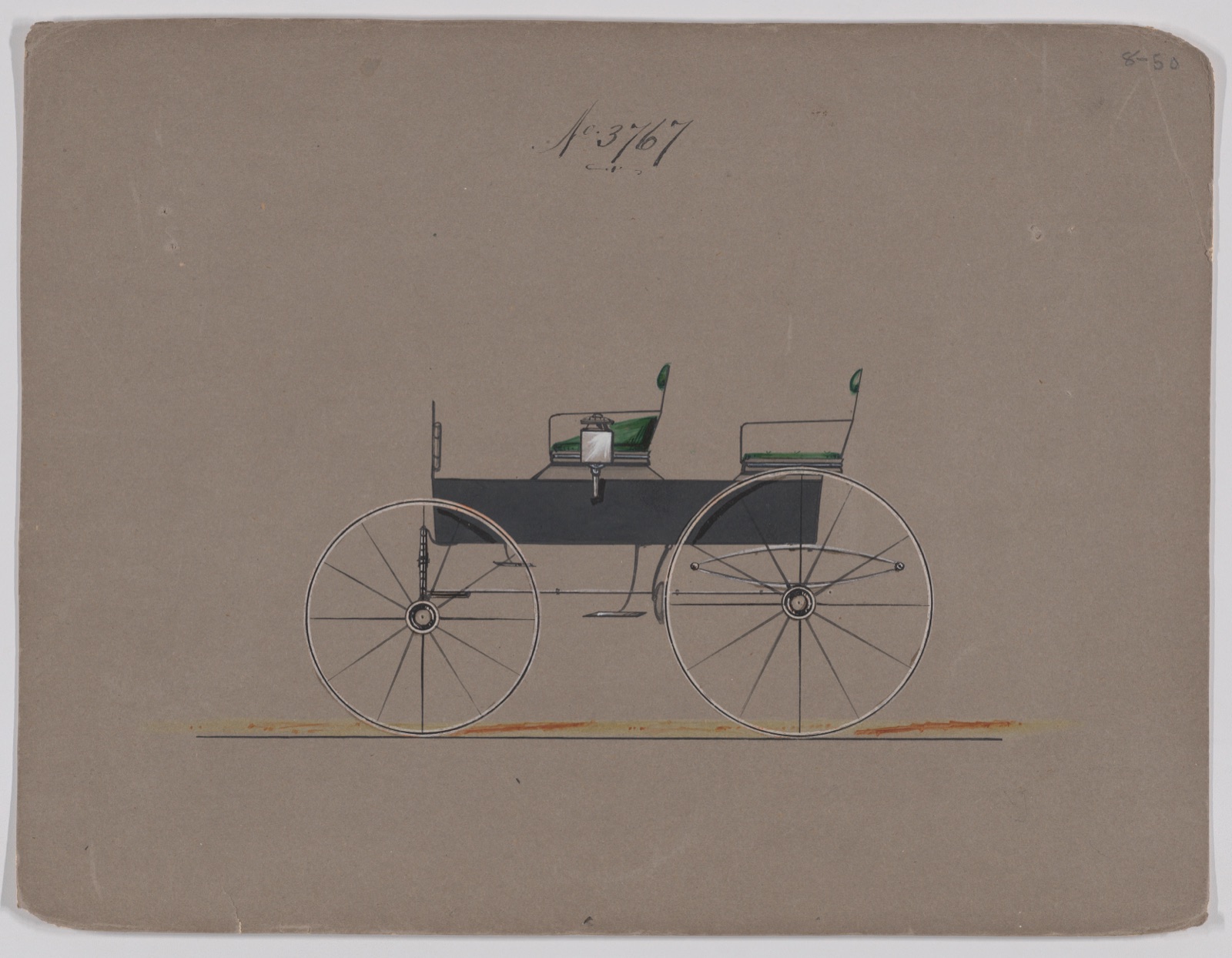 Design for 4 seat Phaeton, no top, no. 3767 — Brewster & Co.