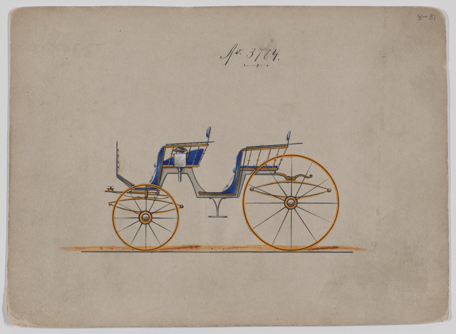 Design for 4 seat Phaeton, no top, no. 3784 — Brewster & Co.