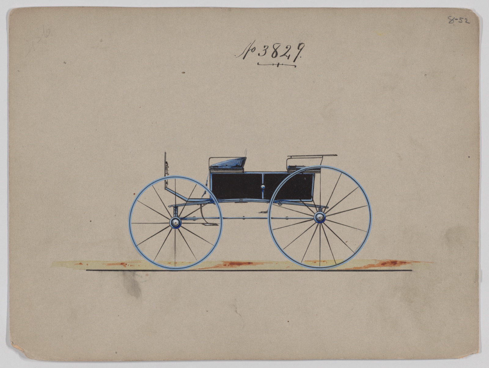 Design for 4 seat Phaeton, no top, no. 3829 — Brewster & Co.