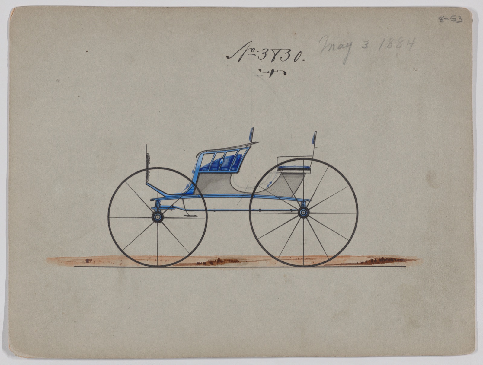 Design for 4 seat Phaeton, no top, no. 3830 — Brewster & Co.