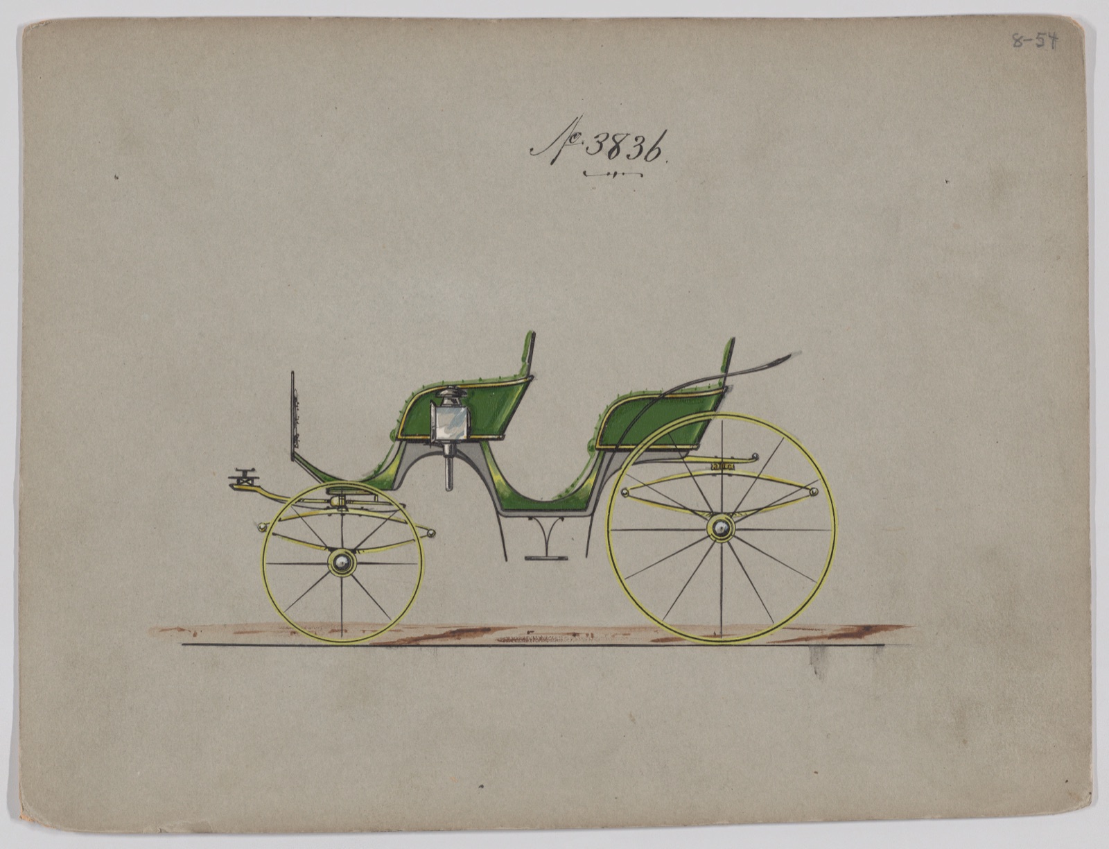 Design for 4 seat Phaeton, no top, no. 3836 — Brewster & Co.