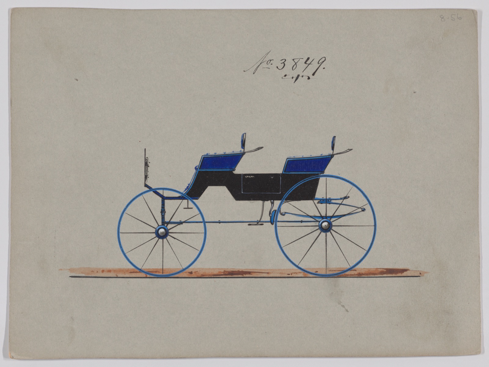 Design for 4 seat Phaeton, no top, no. 3849 — Brewster & Co.