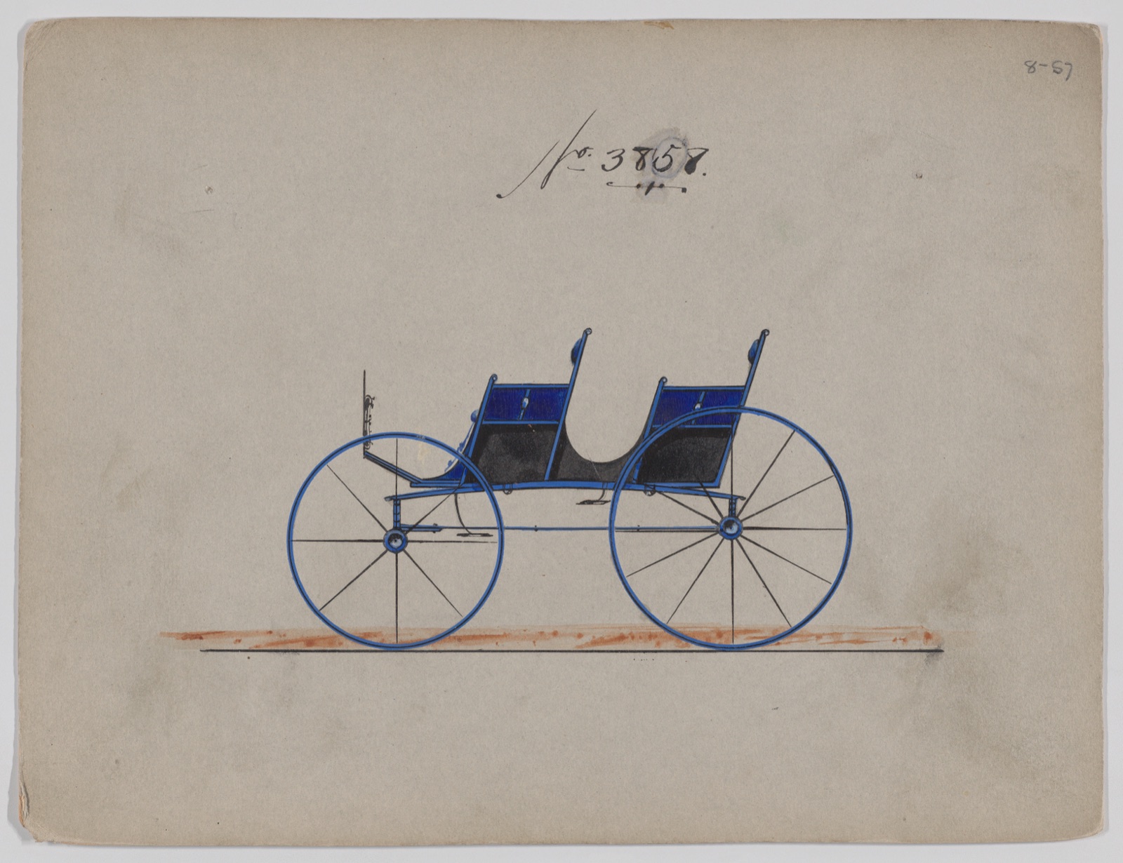 Design for 4 seat Phaeton, no top, no. 3858 — Brewster & Co.