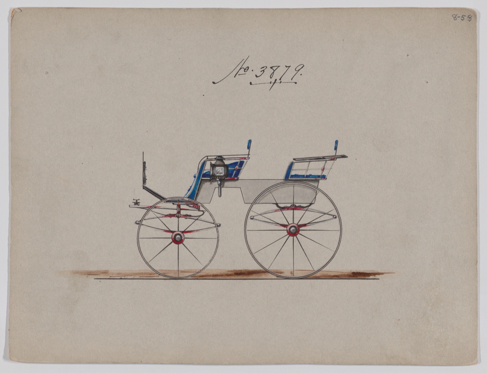 Design for 4 seat Phaeton, no top, no. 3879 — Brewster & Co.