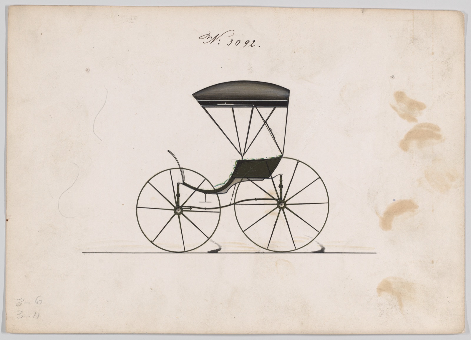 Design for Pony Phaeton, no. 3092 — Brewster & Co.