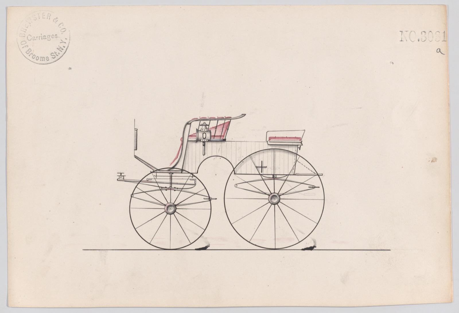 Design for T-Cart Phaeton, no. 3031a — Brewster & Co.