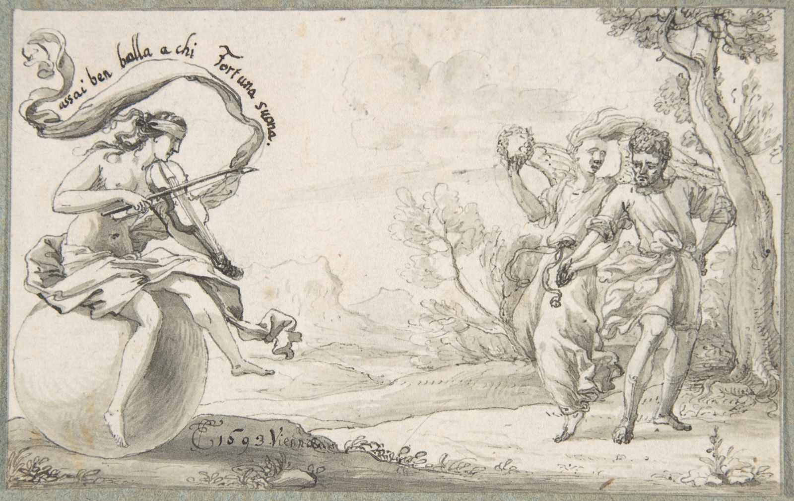 A Dancing Pair Accompanied by a Blindfolded Fortune — Monogrammist EF (?)
