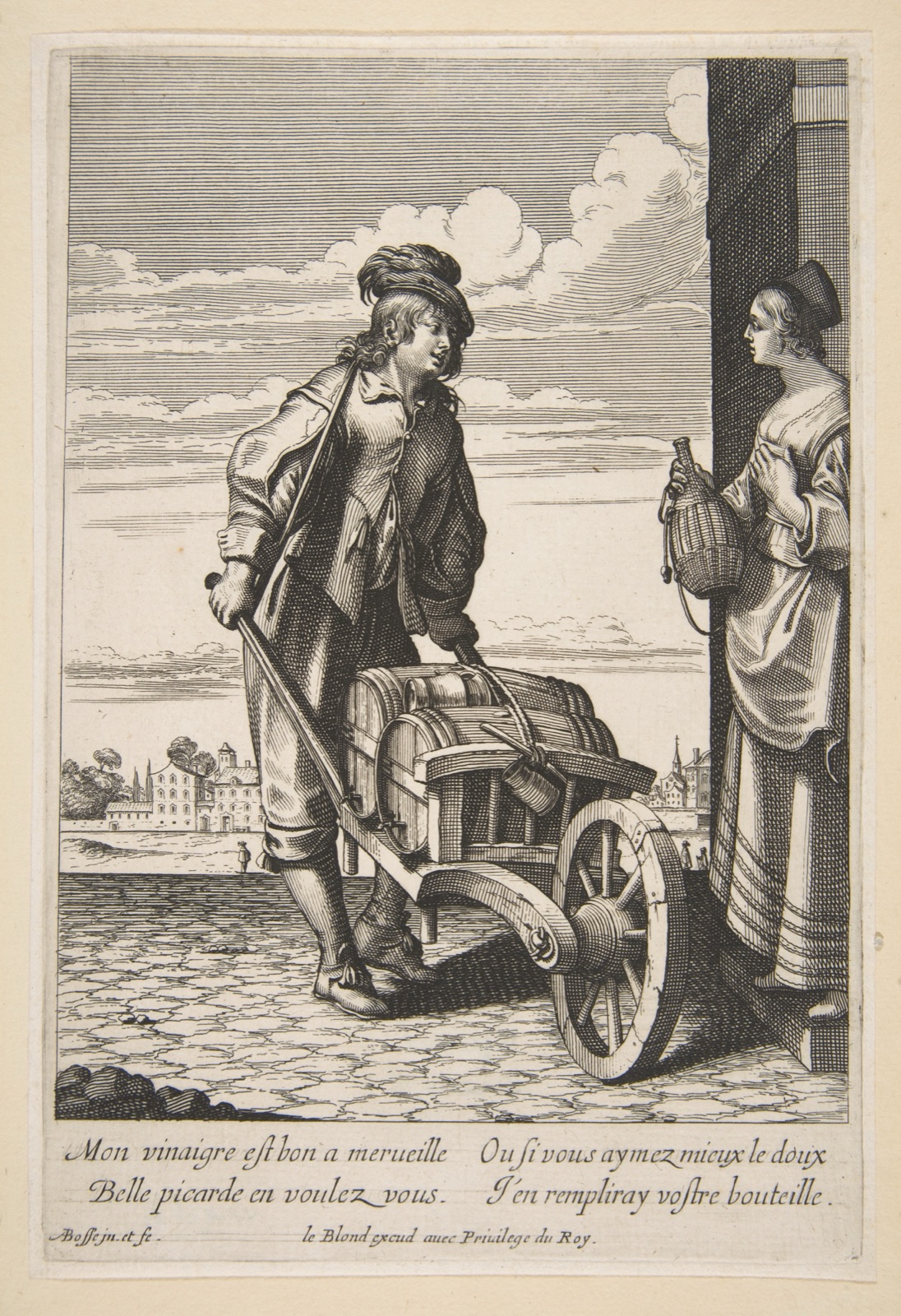 The Vinegar Merchant, plate 8 from "Cries of Paris" (Les Cris de Paris) — Abraham Bosse