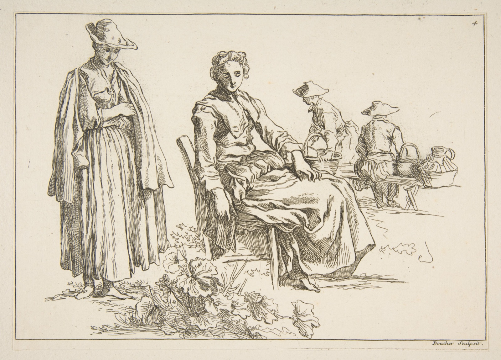 Sheet of Sketches, from "Livre d’étude d’après les desseins originaux de Blomart" — François Boucher