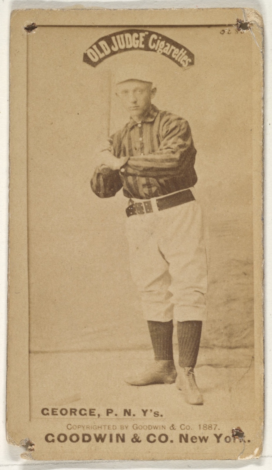 Bill George, Pitcher, New York, from the Old Judge series (N172) for Old Judge Cigarettes — Goodwin & Company