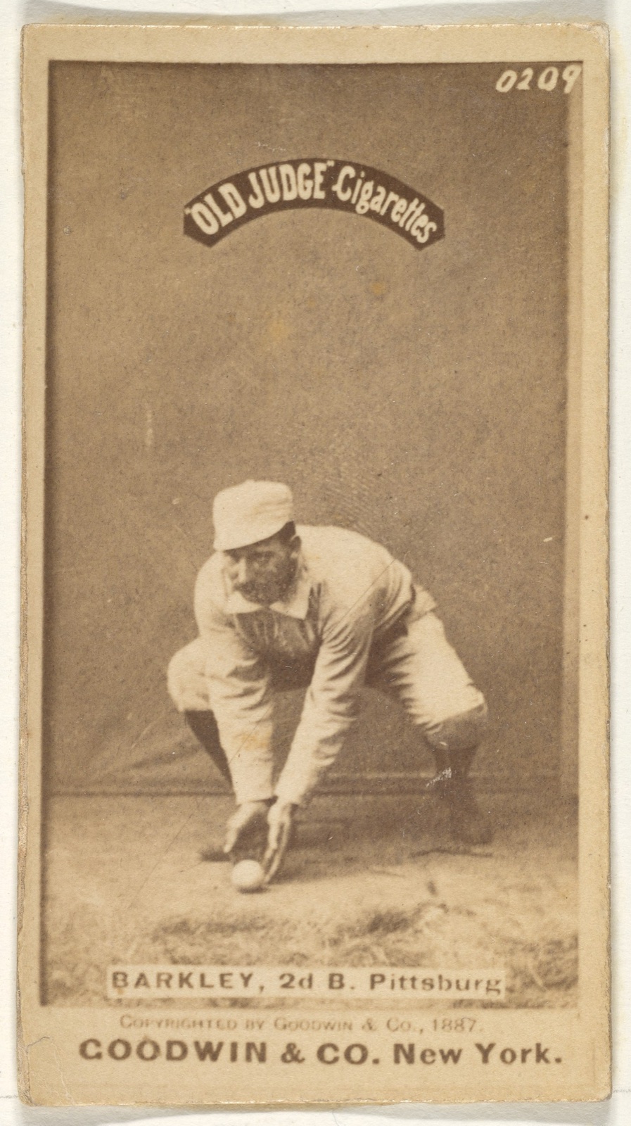 Sam Barkley, 2nd Base, Pittsburgh, from the Old Judge series (N172) for Old Judge Cigarettes — Goodwin & Company