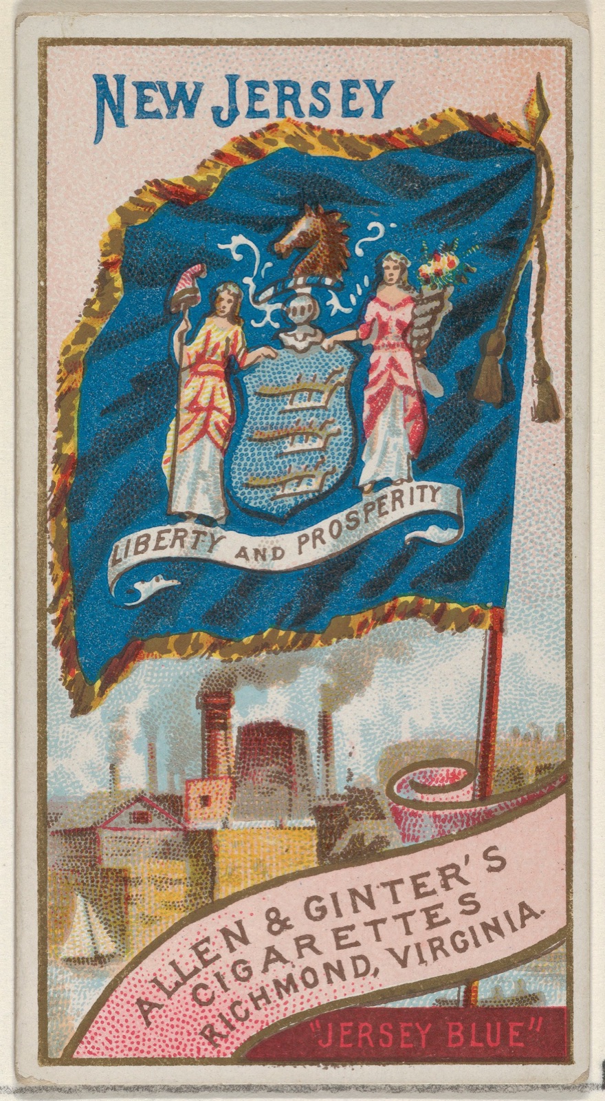 New Jersey, from Flags of the States and Territories (N11) for Allen & Ginter Cigarettes Brands — Allen & Ginter