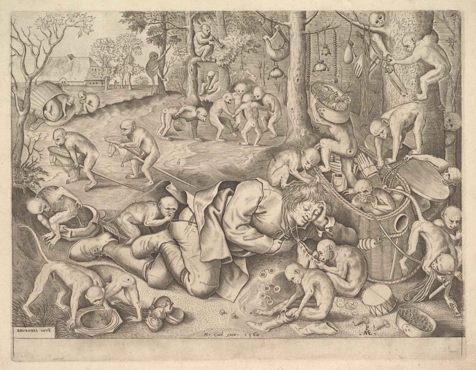 The Merchant Robbed by Monkeys — Pieter van der Heyden