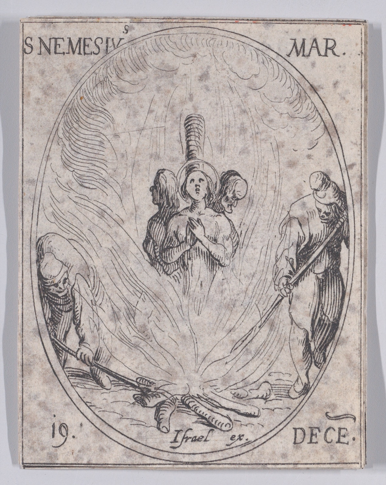 S. Nemèse, martyr (St. Nemesius, Martyr), December 19th, from "Les Images De Tous Les Saincts et Saintes de L'Année" (Images of All of the Saints and Religious Events of the Year) — Jacques Callot