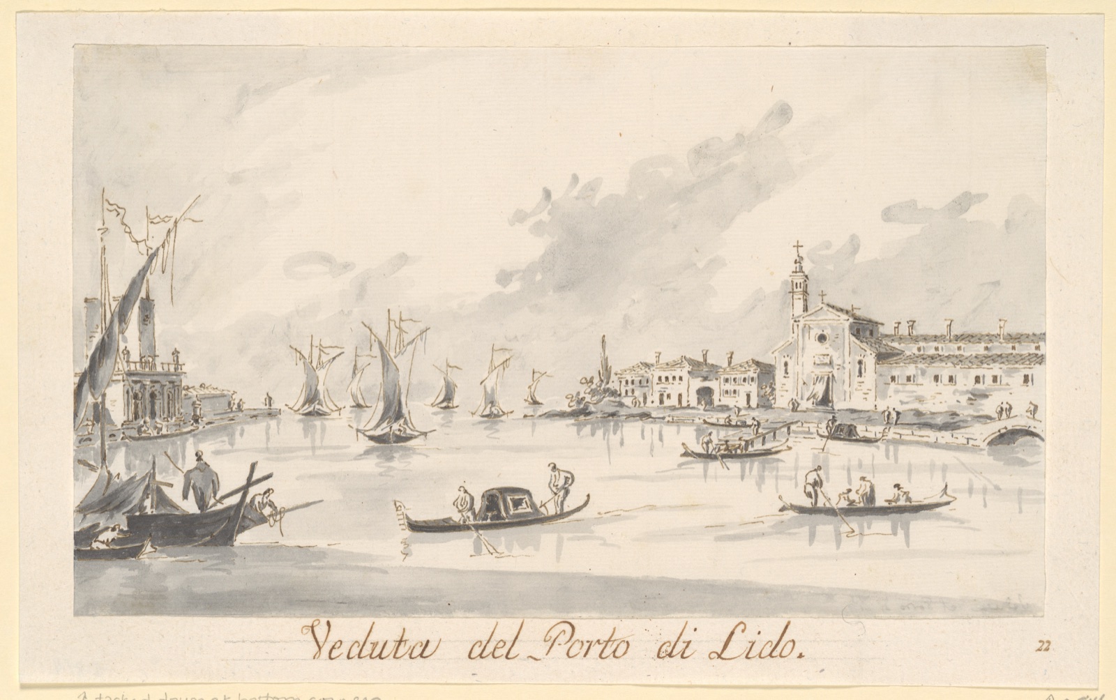 The Porto di Lido, with the Fortezza Sant'Andrea on the Left — Giacomo Guardi